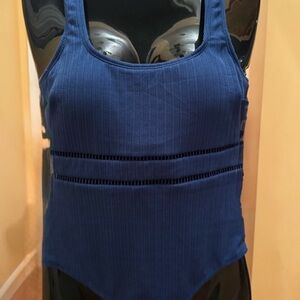 Cupshe Blue Ribbed One Piece Swimsuit